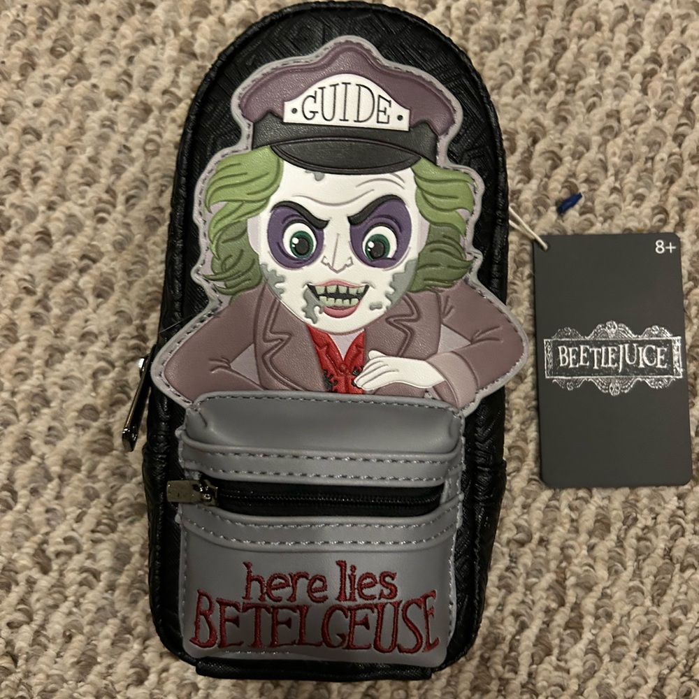 Beetlejuice Loungefly Pencil Case Themed Black and Gray Pouch